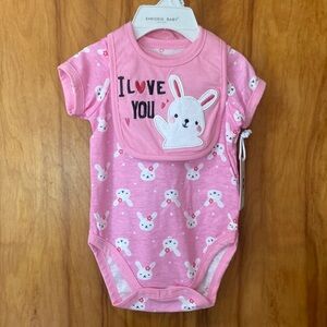 Emporio Baby Rabbit Onesie and Bib NWT
